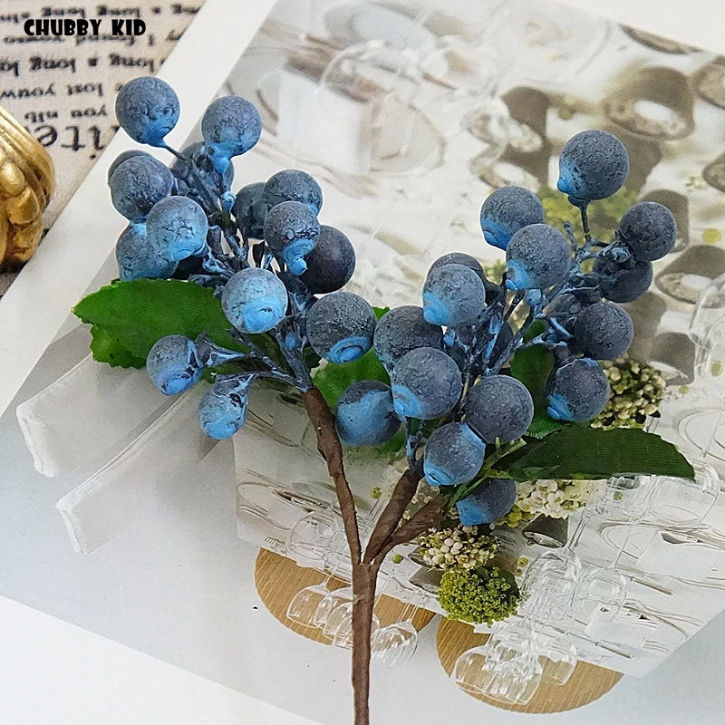 20pcs / lot ! wholesale Artificial Berry artificial flower fake blue berry Fruit artificial Plant Decoration for Home Wedding