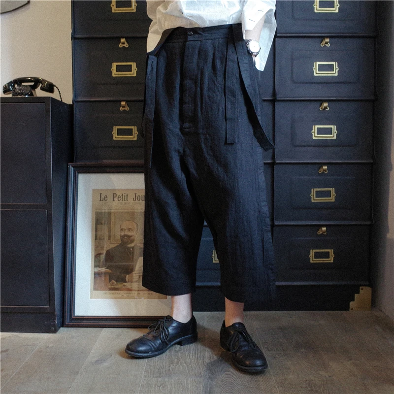 Self-designed summer style high quality casual cotton and linen pants nine minutes pants  M-6XL! Plus-size men's slacks