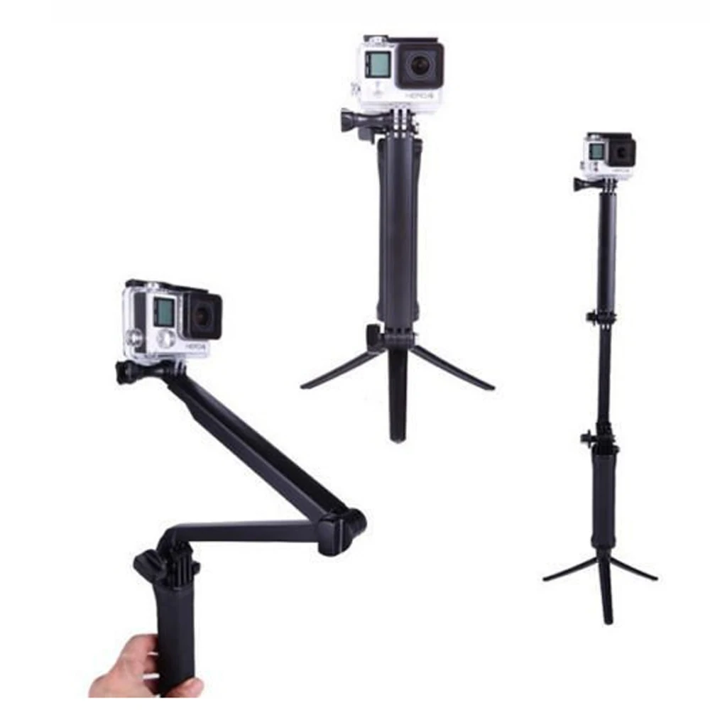 

Three 3 way Selfie Handheld Stick Sport Action Camera Grip DV Extension Arm Cam Tripod Monopod Folding Holder for GoPro hero 5 4