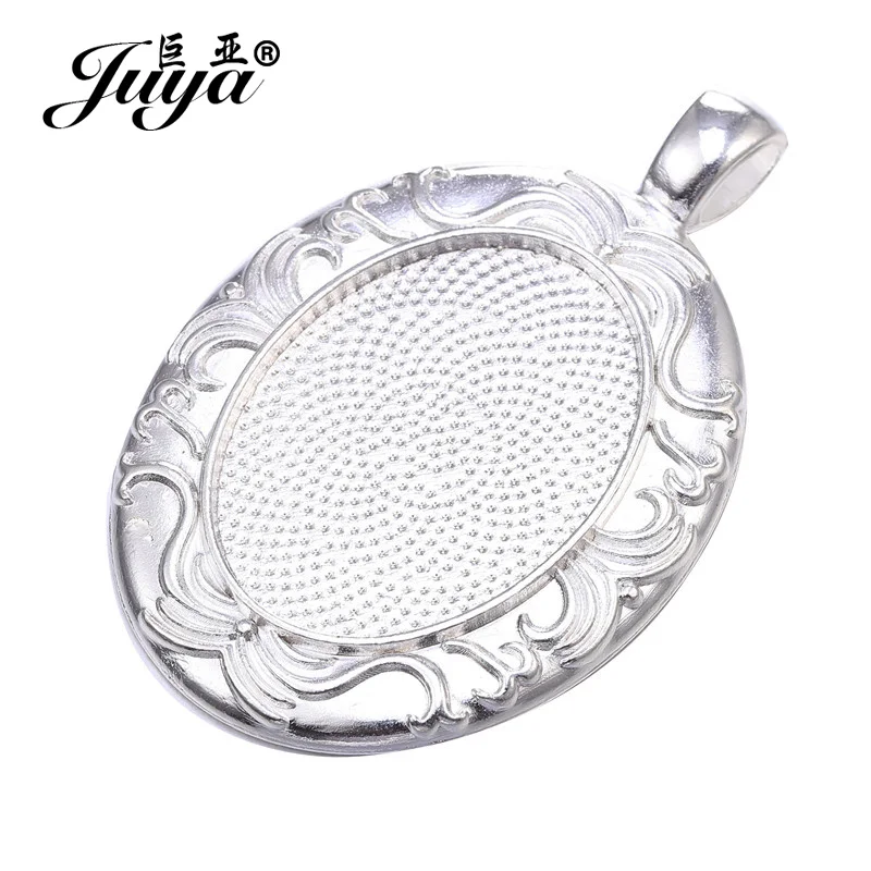 5 teile/los 22x30mm Oval Anhänger Blank Einstellungen Cabochons Basen Lünette Trays Fit 22x30mm Cabochon cameo DIY Halskette Schmuck Machen – Detail 5