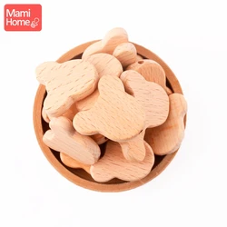 mamihome 5PC 3.2*2.7cm Wooden Button Beads Animal Bear Head Chewable Unfinished Baby DIY Bracelet Pacifier Beads Baby Teether