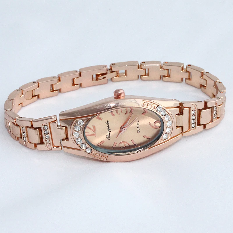 Hot Popular Casual Lady Women\'s Fashion Watches Girl Rose Gold Stainless Steel Watch Bracelet Luxury Dress Quartz Wristwatch O80