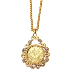 ZKD islam Arab Coin Gold Color Turkey Coins Pendant Necklace  muslim Ottoman coins jewelry