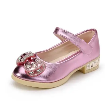 Children Princess Glitter Sandals New Princess Kids Girls Shoes Square Heels Dress Shoes Party Shoes Pink/Silver/Gold big Size