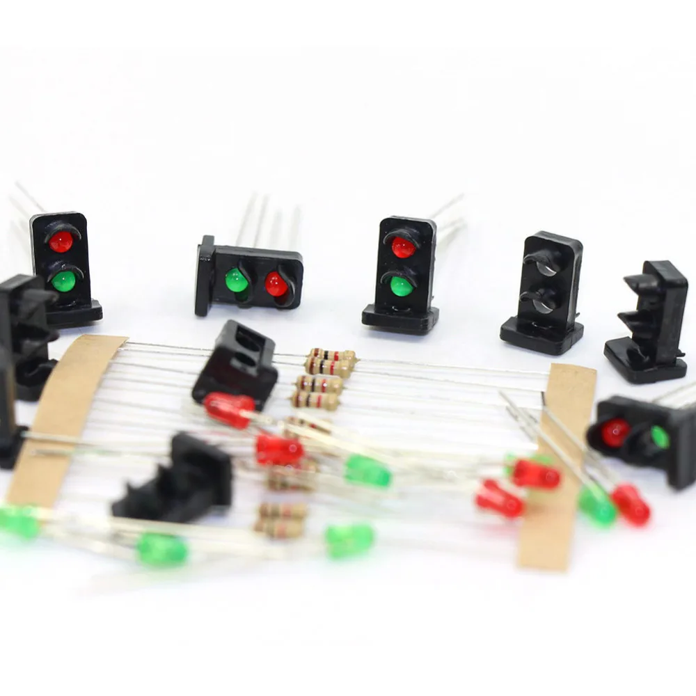 JTD19 10 sets Target Faces With LEDs Railway Dwarf Signal HO OO Scale 2-light Ground Signals Traffic Light Red/Green