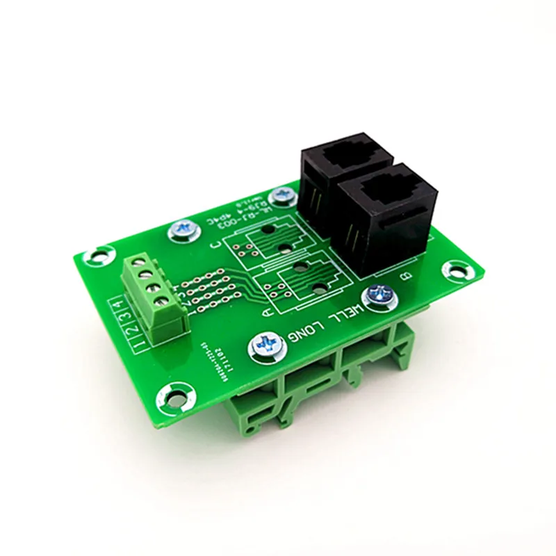 2PCS/Lot RJ9 4P4C  Right Angle Jack 2-Way Buss Breakout Board, Terminal Block, Connector.