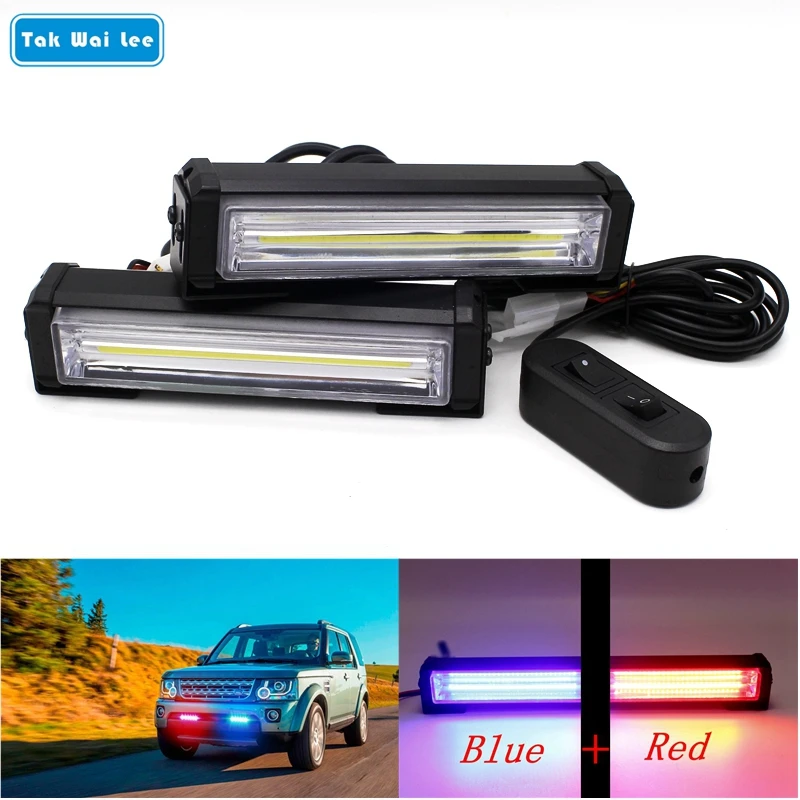 Tak Wai Lee 2X 40W COB LED Strobe Flash Warning Car Light DC12V 8 Modes Change Styling Fireman Police Emergency Waterproof Lamp