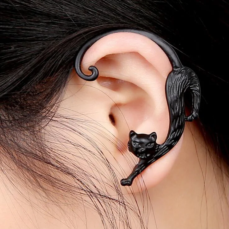 1 Pc Korean Cute Cat Earrings For Girl Women Gift Ear Cuff Earrings Fashion Lovely Gothic Anima Jewelry