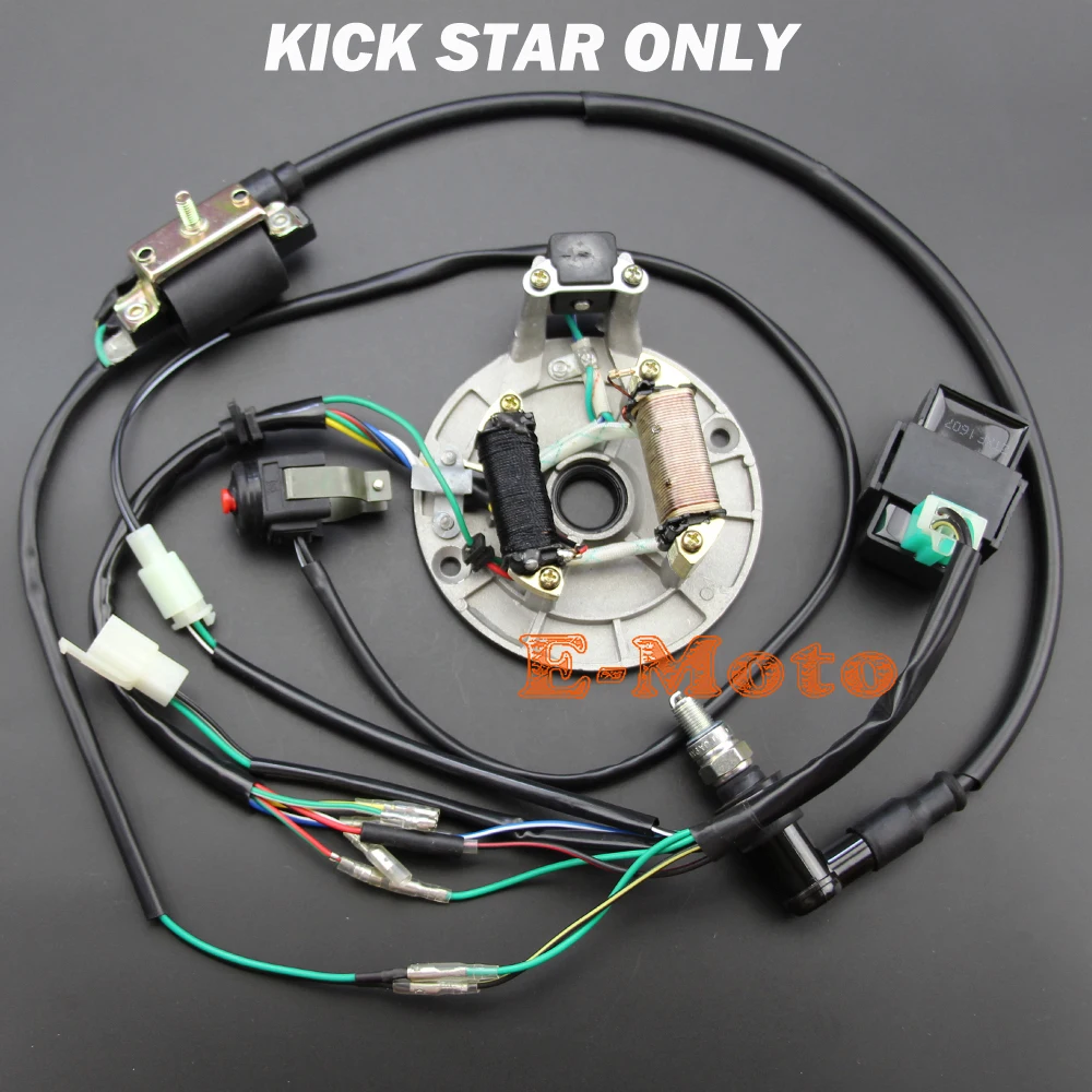 Full Wiring Harness Loom Ignition Coil Regulator CDI Kill Switch C7HSA Spark Plug 150cc 200cc 250cc ATV Quad Bike