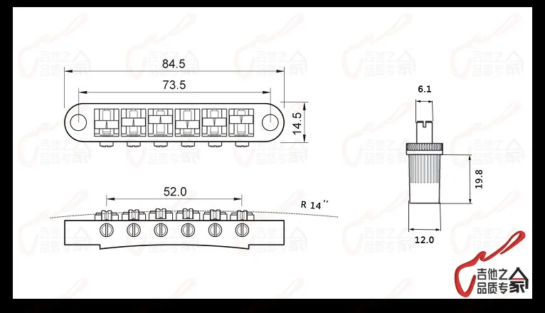 1 Set GuitarFamily Open Base Longer Saddle Screws Tune-O-Matic Electric Guitar  Bridge ( #1272 ) MADE IN KOREA