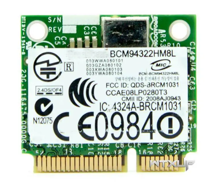 BCM94322HM8L 2.4&5G 300M BCM4322 Mini PCI-E DW1510 Free drivers Mac OS WiFi Wireless Network Card for hackintosh