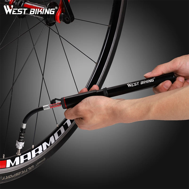 WEST BIKING Bike Pump Pressure Gauge Tube 120PSI Bicycle Pump Presta Schrader Hose Cycling Tire Air Inflator Road MTB Bike Pump