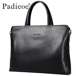 Padieoe Genuína Maleta De Couro De Vaca, Bolsa de Ombro Masculina, Bolsa Para Laptop de Negócios, Cor Sólida, Nova Marca Designer