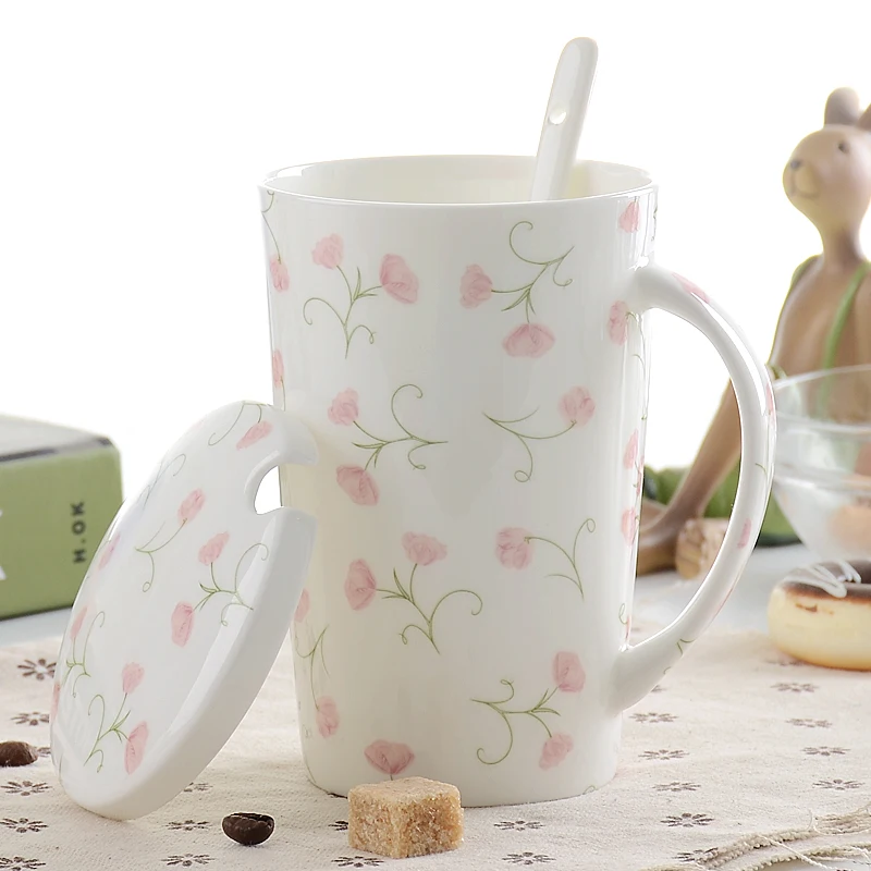 

European-style Ceramic Cup Creative With Lid Mug Large Capacity High-grade Bone China Cup Office Cup Coffee Cup Milk Gifts Mugs