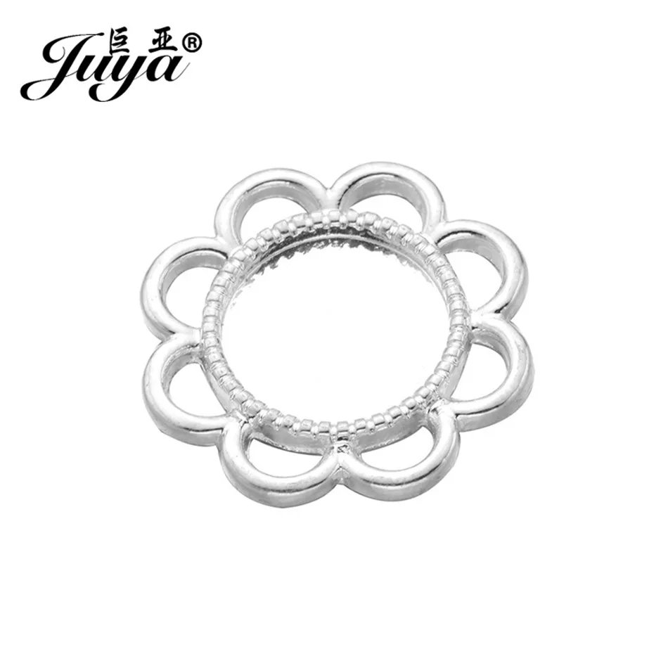 

JUYA 10pcs 12mm Inner Round Cabochons Base Setting Retro Wave Shape DIY Necklace Pendant Jewelry Making Supplies Accessories