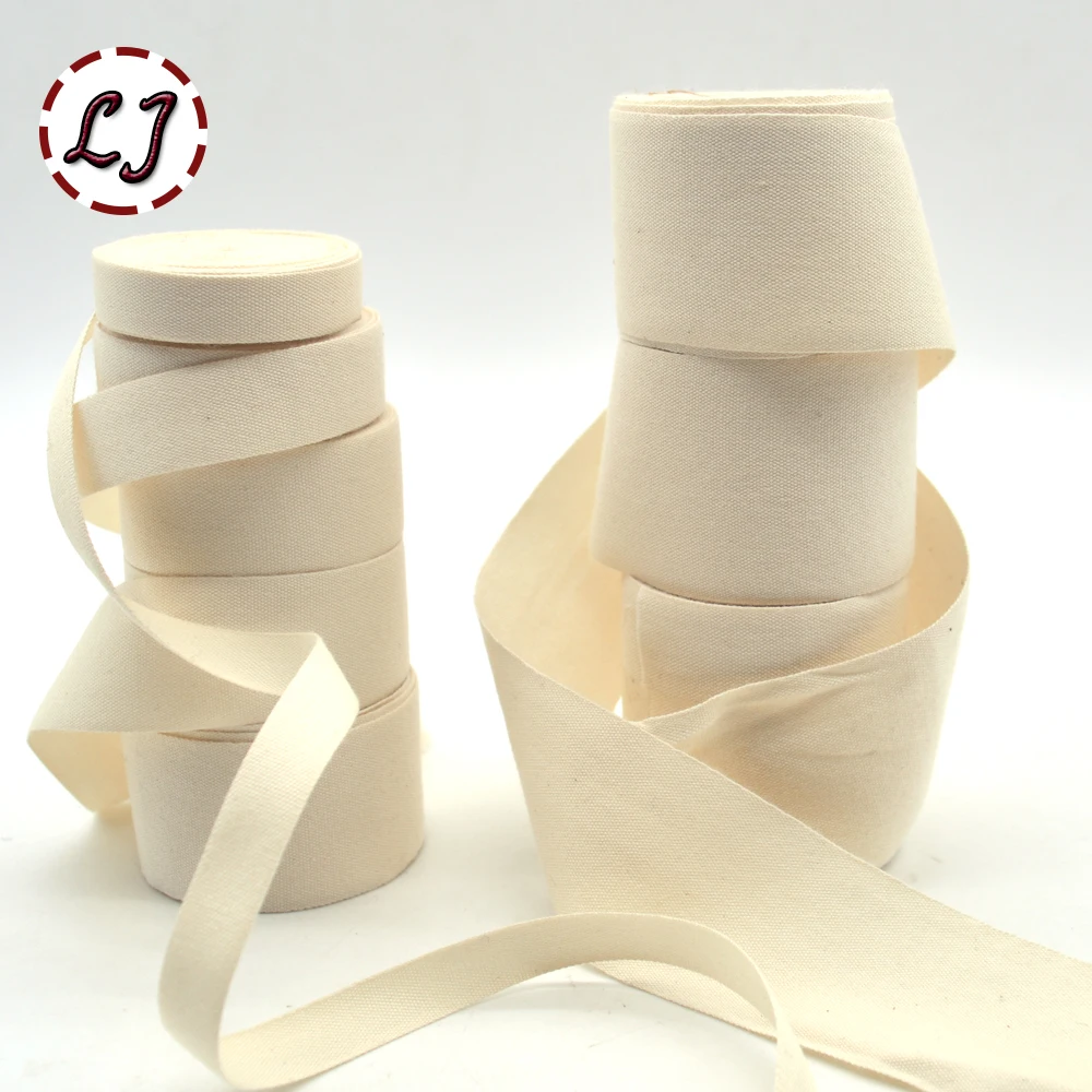 New high quality natural color plain 100% cotton ribbon webbing herring bonebinding tape lace trimming packing accessories DIY