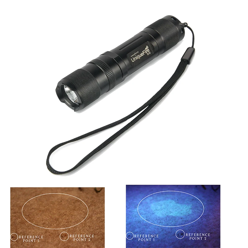 UniqueFire S10 UV 395nm Ultraviolet Flashlight 1 Mode Aluminum Alloy Balck Lamp Torch For Oil Leak Detector,Check Money