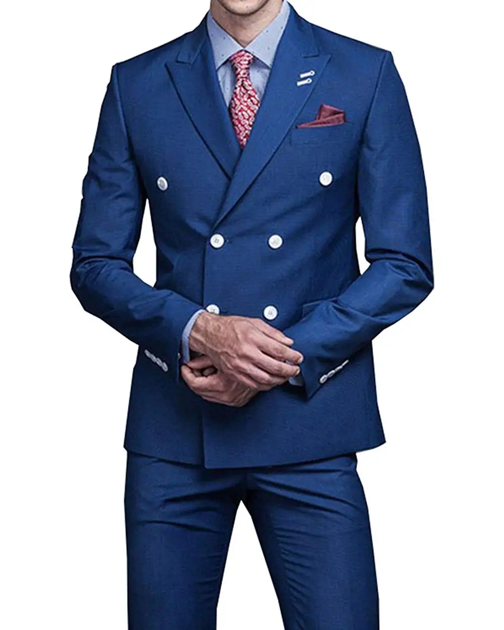 

Men's Suit 2 Pieces Double Breasted Blazer Slim Fit Mens Suit Costume Homme Groom Tuxedos