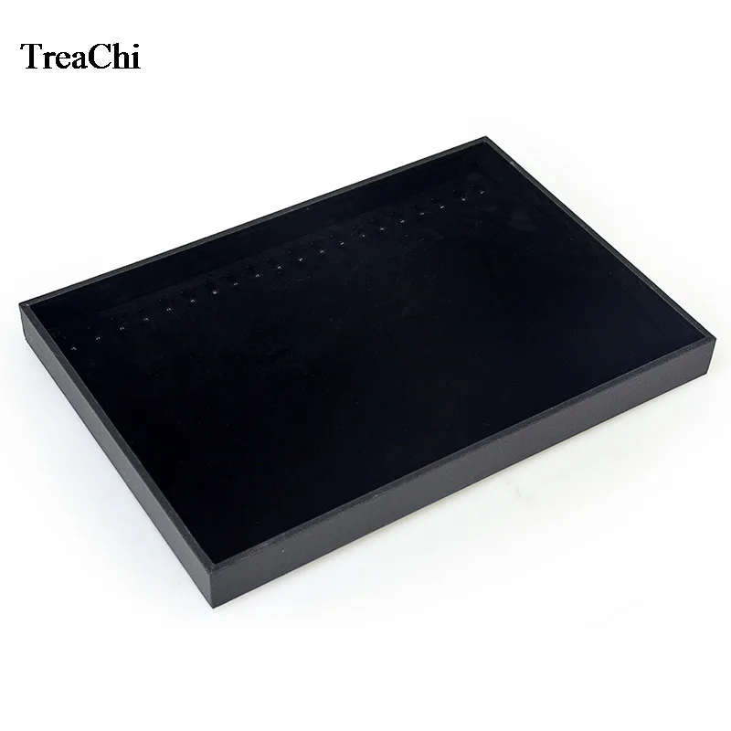 20 Hooks Jewelry Display Case  Black Velvet Pendant Necklace Display Box Bracelet Bead Chain Storage Organizer Tray 35*24*3 cm