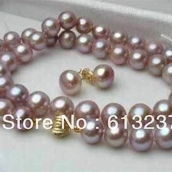 Natural 8-9mm purple newly pink akoya cultured round charms pearl beads diy necklace earring 18 inch MY4527