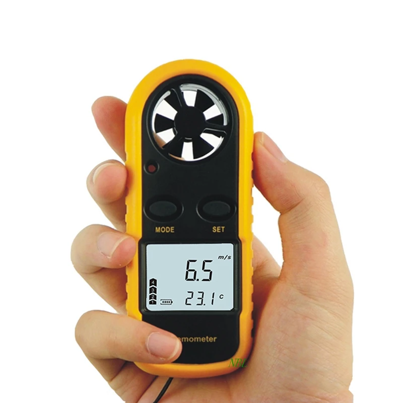 Digital Anemometer LCD Air Wind Speed Gauge Anemometer Thermometer 0-30m/s Wind Speed -10~45C Temperature Meter With Backlit