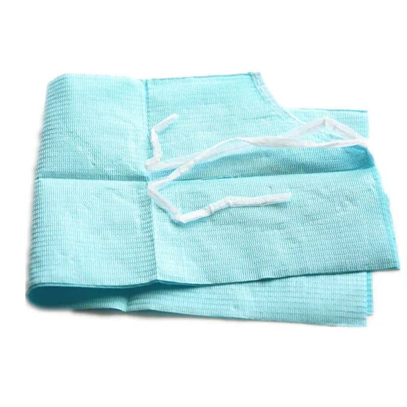 100 pcs/lot Blue Color Oral Hygiene Disposable Dental paper Bib Tie Accessory Two Films  Dental Materials Water-resistant Necker