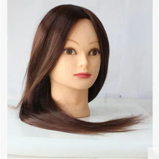 Free Shipping 50% Real Human Brown Long Hair Hairdressing Cutting Head With Human Hair Training Mannequin Head With Clamp