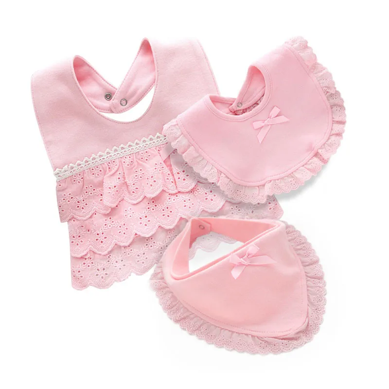 Lawadka Baby Bibs For Girls 100% Cotton Newborn Princess Lace Bow Baby Bibs Cute Girls Boys Burp Cloth Infant Saliva Towels 0-2Y