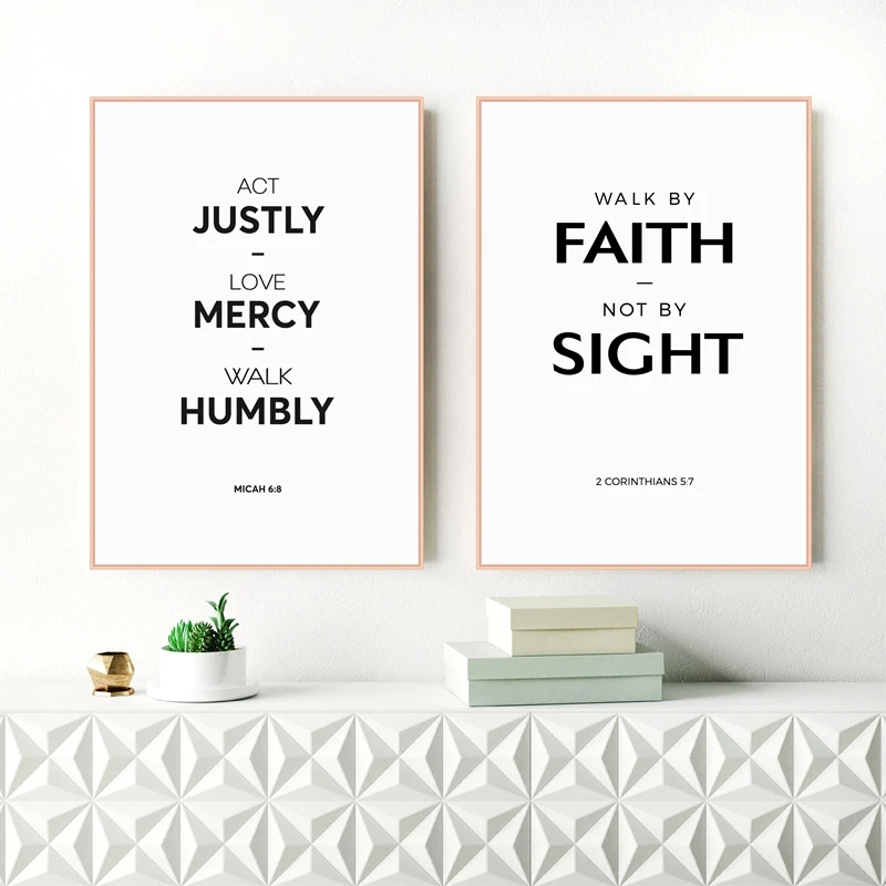 Bible Verse Quote Canvas Print Wall Art , Love, Mercy Christian Scripture Print Black and White Poster Bible Verse Wall Decor