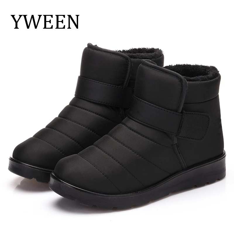 

YWEEN Factory Price Fashion Men Boots High Quality Anti-Slip Ankle Snow Boots Shoes Men Warm Fur Plush Hook & Loop Winter Shoes