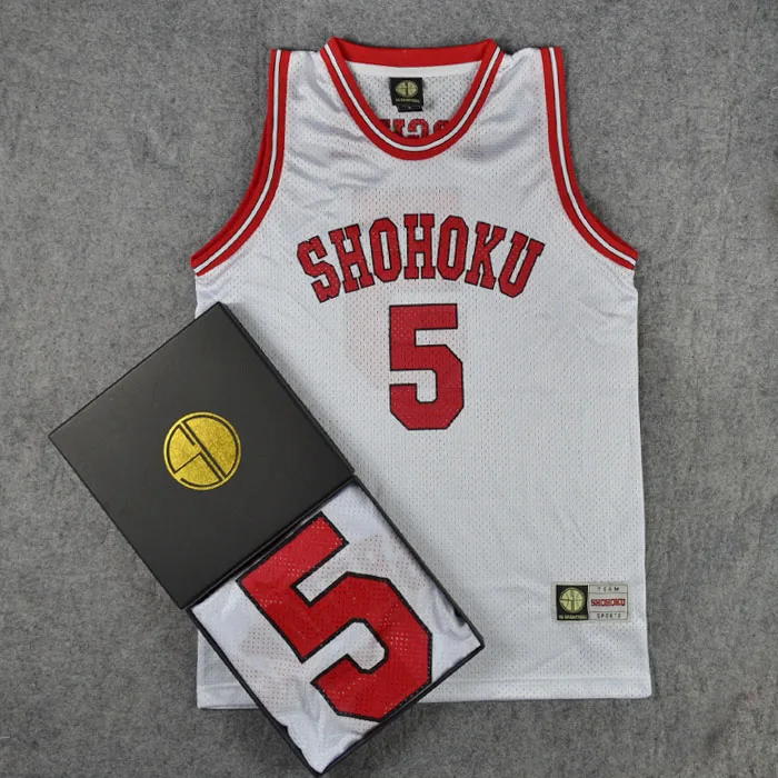 Anime Cosplay Shohoku Number 5 Kiminobu Kogure Basketball Jersey Tops Men Sports Wear Plus Size M-XXL White Red Black