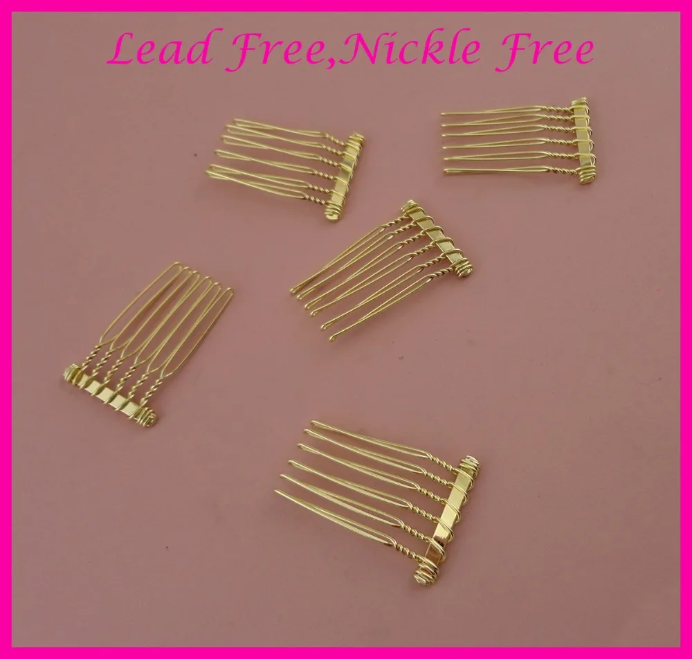 

20PCS 2.5cm*3.7cm 6teeth Golden Plain Metal Hair Combs at lead free and nickle free quality,BARGAIN for BULK,side comb