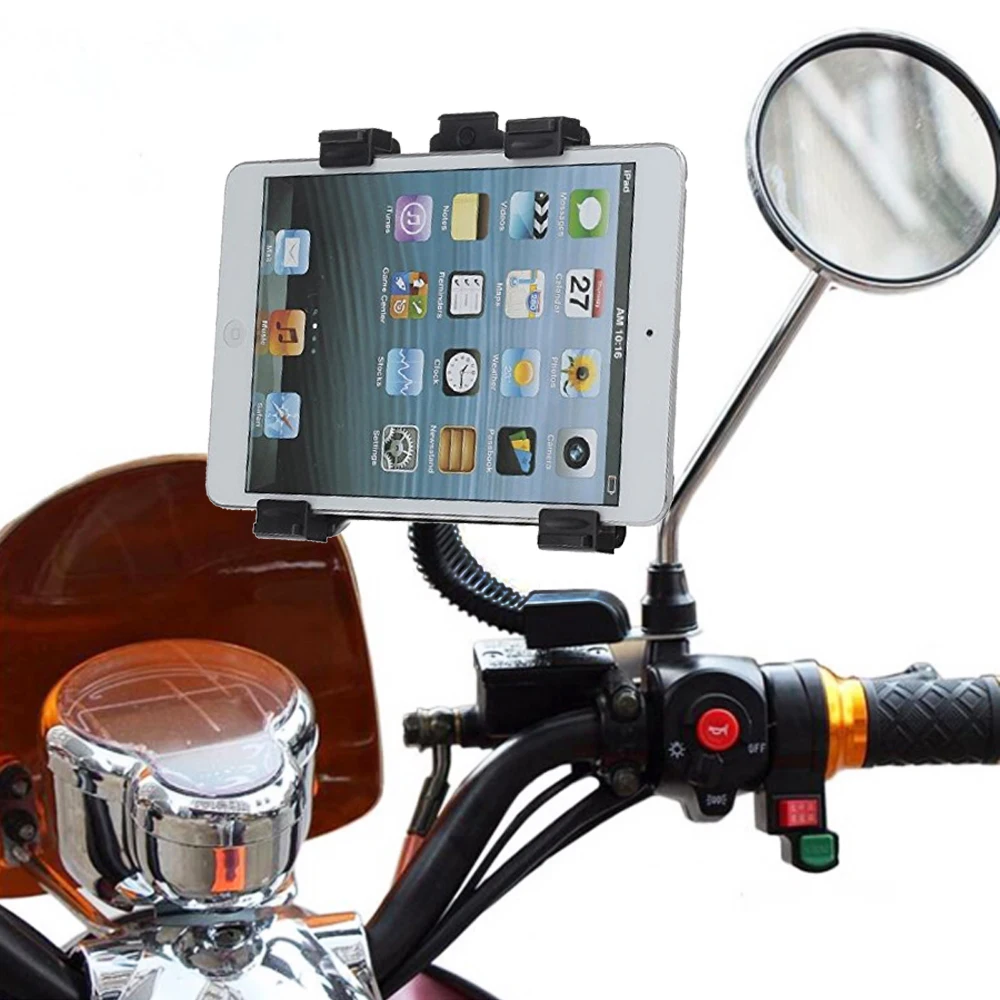 Universal Bike Mount Bracket Motorcycle Tablet PC Stand Holder Aluminum Alloy 360 Degrees Rotating GPS Holder For 7-11 Inch PC