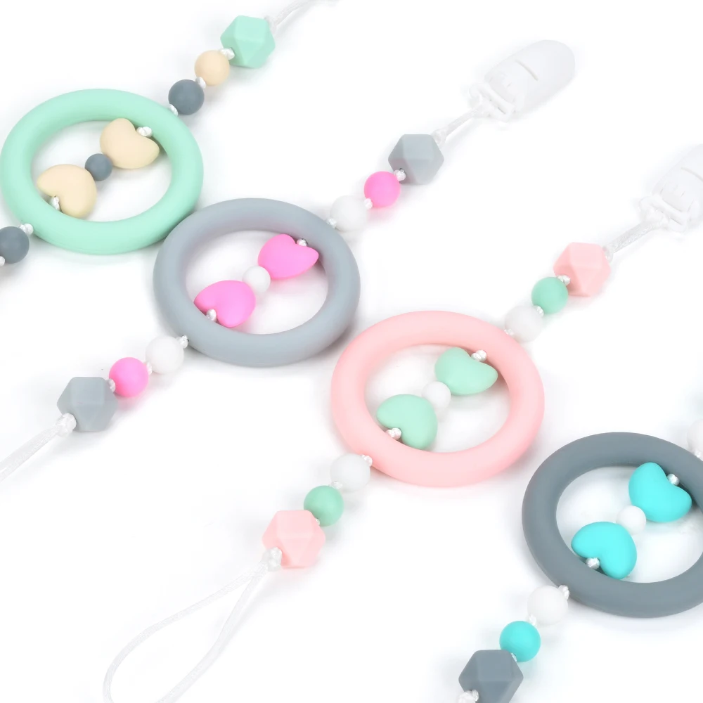 LOFCA 10pcs 실리콘 젖꼭지 구슬 아기 젖니가 남 장난감 씹기 쉬운 신생아 간호 Teether 구슬 젖니가 남 목걸이 액세서리