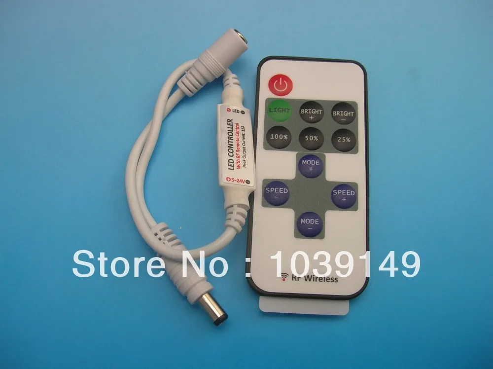 LED Mini Controller;Single Color LED Controller;R106 RF Wireless;12A;RF Wireless Remote Controller;7 Dynamic Mode;DC5~12V input