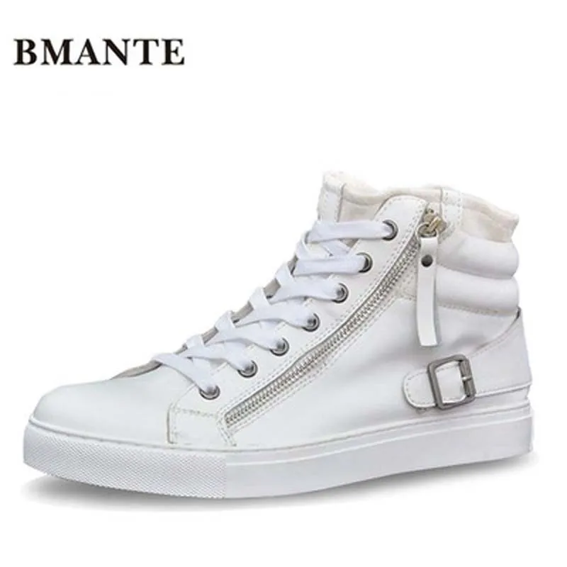 Bmante Men's Shoes Genuine Leather High Top Ankle Shoes For Men Trending Luxury Shoes For Men Brand Casual Basic Male Sneakers