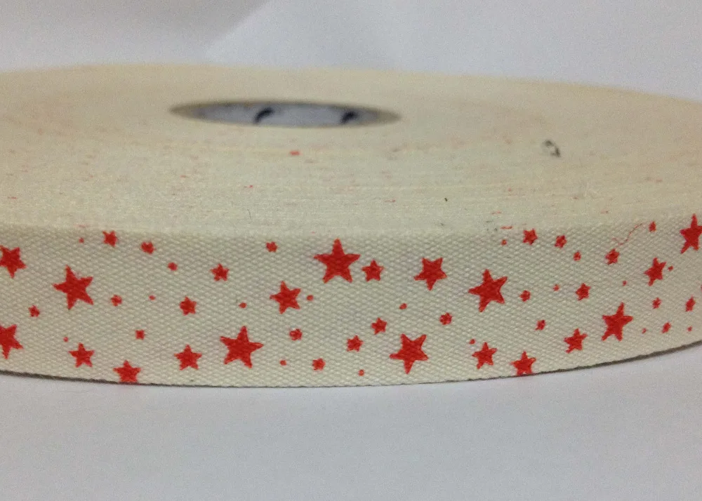 [ Lucky Ribbon] wholesale (15mmx100m/lot)  100% cotton ribbon Red star printing zakka handmade lace