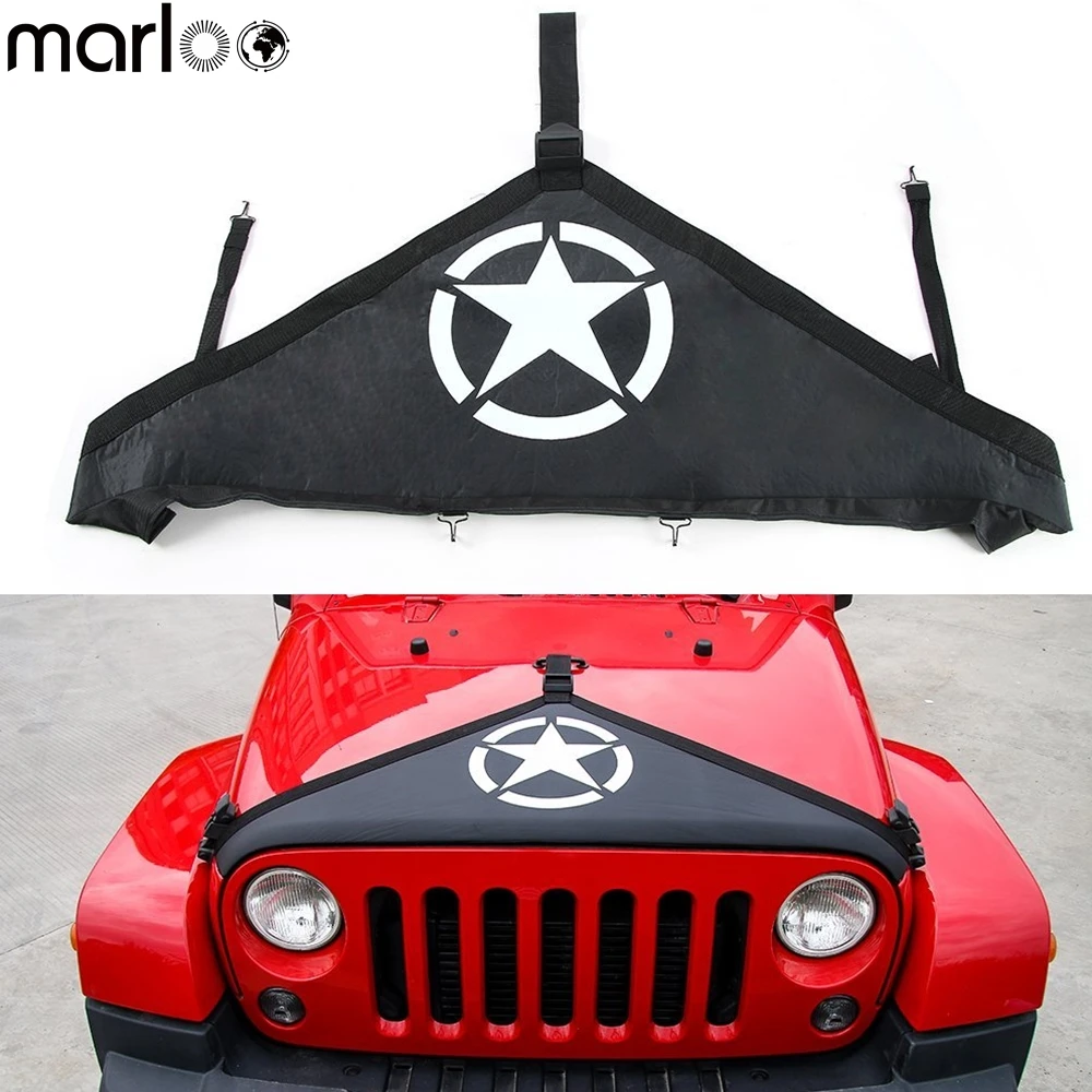 Front Hood Cover T Style Bra Protector Cover  For 2007-2017 Jeep Wrangler JK JKU ( Five Stars )