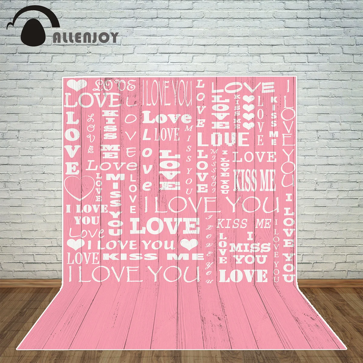 Allenjoy kids background for photography happy 14 valentine's day pink woodboard  Love hearts backdrop photo studio photocall