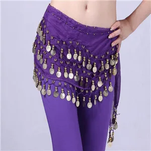 Phụ nữ 3 Hàng Múa Bụng Dây Bellydance Hông Vắt Khăn Múa Bụng Đai Dây Chuyền 128 Đồng Tiền Vàng Trưởng Thành