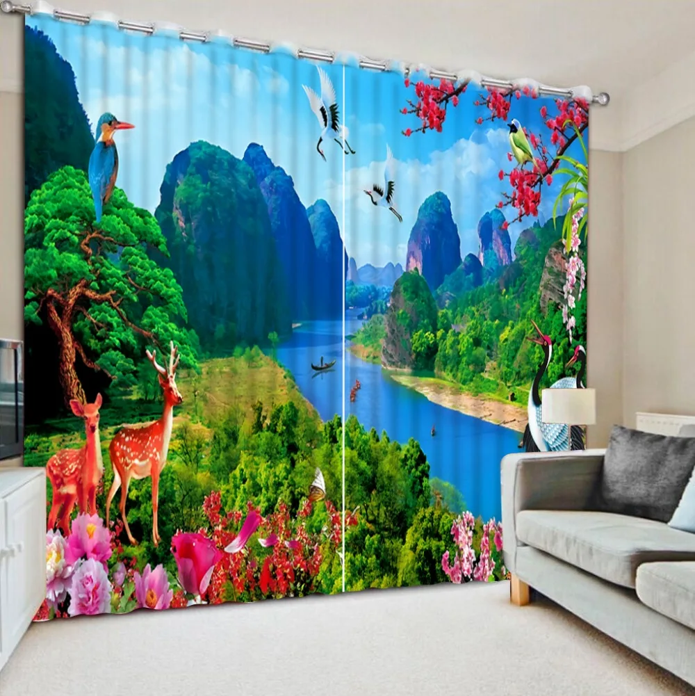 

High Quality Customize size Modern Nature scenery window curtain living room decorative window curtains