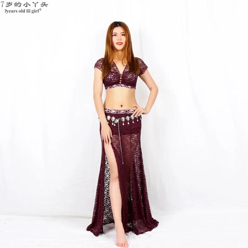 7years Old Lil Girl 2021 New  Belly Dance Costumes Lace Top+Skirt 2pcs Suit For Women Exercise  CBB103