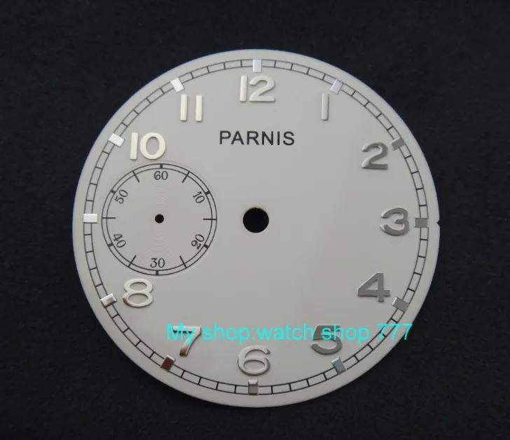 38.9mm white dial fit for 6497-1 /6497-2/st3600 movement watch silvery marks 07a