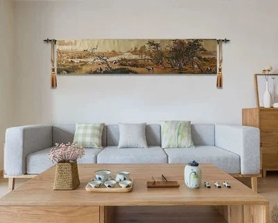 

Belgian tapestry 40*180cm modern Chinese style living room wall painting office murals A/B type hundred horses figure