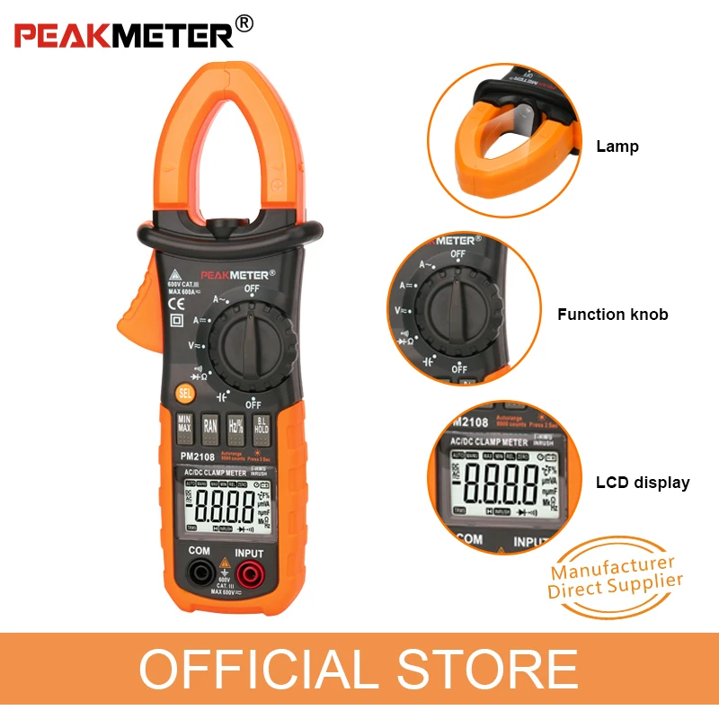 Current Clamp Meter PEAKMETER PM2108  MS2108A  MASTECH pliers ammeter Capacitance Tester AC DC amperimetric clamp multimeter