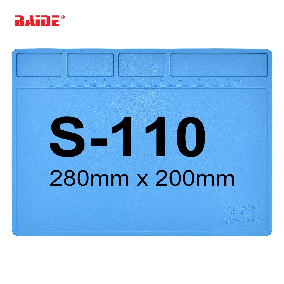 28cm x 20cm Blue Heat  Insulated Silicone Pad Repair Mat S-110 for BGA Soldering Station Phone Repair 20pcs/lot