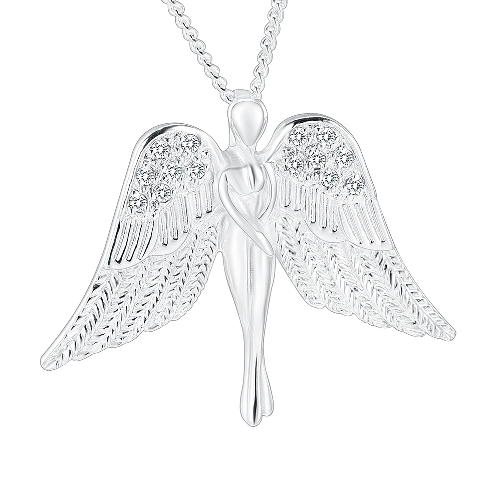 IJD10083 Clear Zircon Inlay Fallen Angel Cremation Jewelry For Ashes Of Loved One Memorial Urn Necklace Women Keepsake Pendant