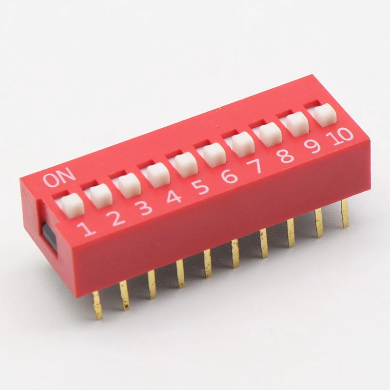 10pcs Slide Type Switch Module 2.54mm 10-Bit 10 Position Way DIP Red Pitch