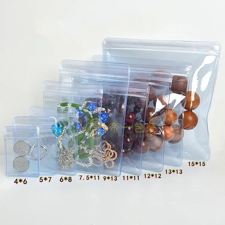 

100Pcs/Lot 7*11cm Clear Soft PVC Resealable Ziplock Anti-oxidation Jewelry Plastic Bag Party Zipper Anti-tarnish Necklace Pouch