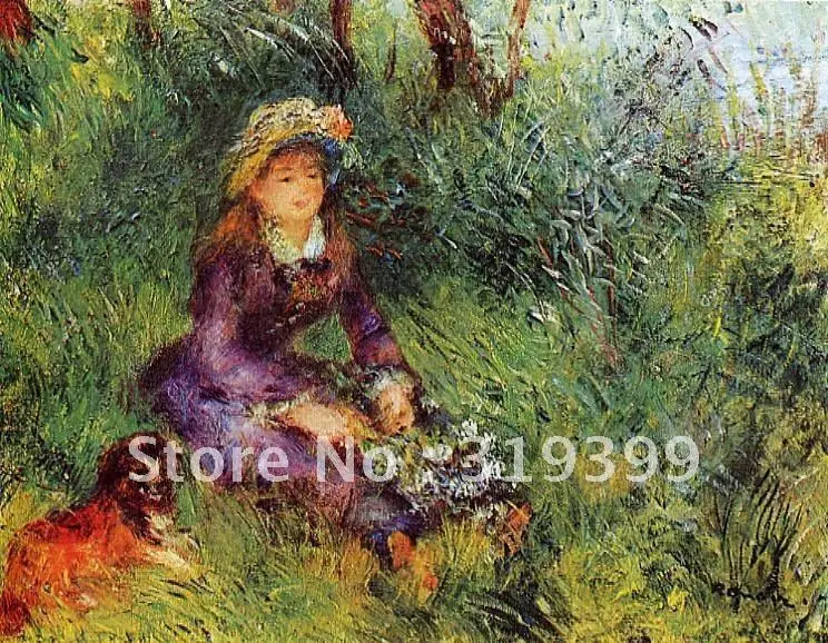 

Oil Painting Reproduction on linen canvas,madame renoir with a dog by Pierre Auguste Renoir,Free Fedex Shipping,handmade